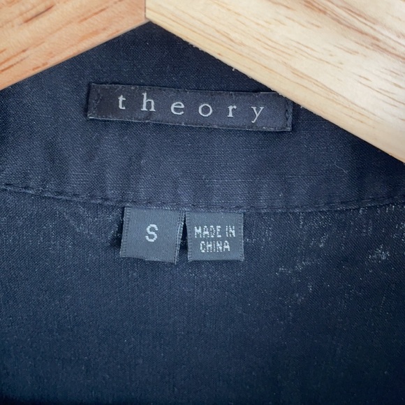 Theory linen black button down sz small - Picture 2 of 3